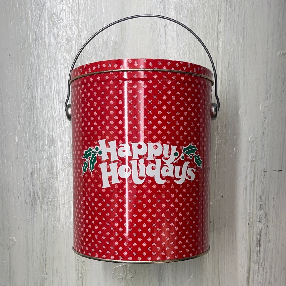 Festive Red Holiday Tin Container